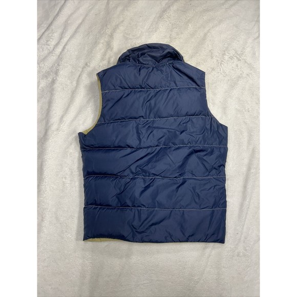 VTG 70s Comfy Brand Reversible Goose Down Beige Blue Snap Puffer Vest Mens Small - Picture 8 of 8